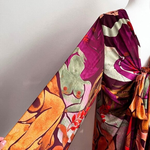ANDREA IYAMAH TAKWA COLORFUL FRONT-TIE KIMONO MIDI DRESS IN EVE PRINT - OS - Picture 7 of 13